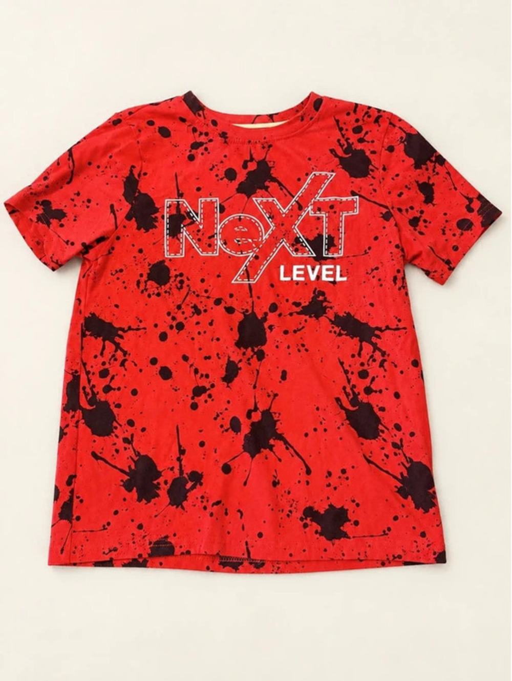 Indent Boys Red Black Next Level Splatter Graphic T-Shirt Size 10/12